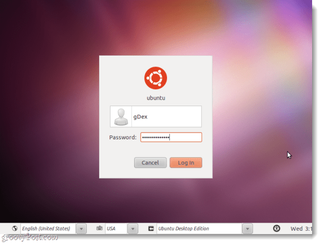 tela de login do ubuntu