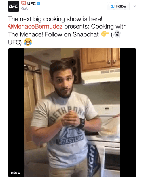 A série de culinária conduzida por vídeo do UFC é popular entre os telespectadores.