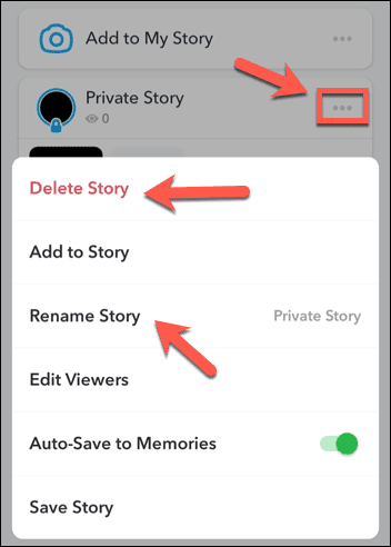 Editar uma história privada do Snapchat