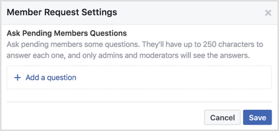 O grupo do Facebook faz perguntas pendentes aos membros