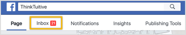 Use a guia Caixa de entrada em sua página do Facebook para responder às mensagens.