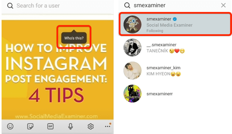 opção de postagem no Instagram para marcar alguém no pós-toque