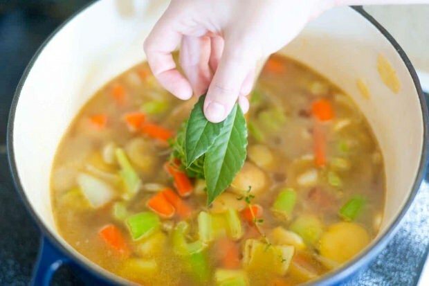 Você pode adicionar hortelã à sopa de legumes de inverno