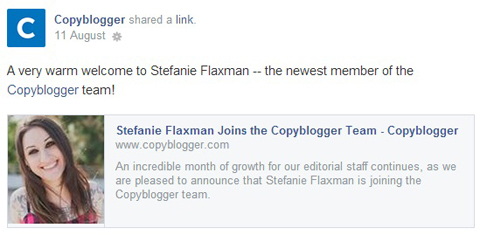 atualização do facebook do copyblogger