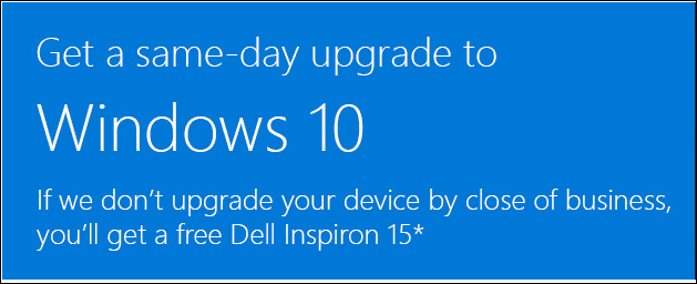 A Microsoft oferece um PC Dell grátis se eles não puderem atualizar você para o Windows 10 em 1 dia