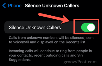 ativar o silêncio de chamadas desconhecidas iphone