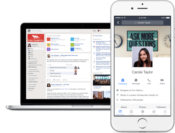 O Facebook está lançando uma versão gratuita do Workplace, sua ferramenta de rede social para os funcionários conversarem e colaborarem.