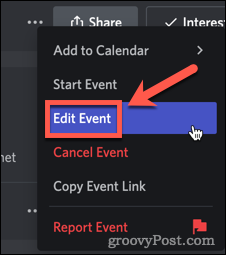 Editando um evento no Discord