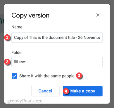 Copiando a versão de um arquivo do Google Docs