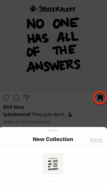 salvar postagem do Instagram na coleção