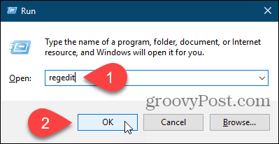 Abra o Editor do Registro usando a caixa de diálogo Executar no Windows