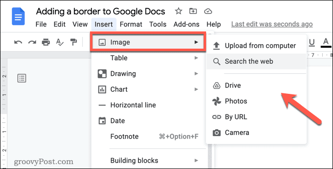 Inserindo uma imagem no Google Docs