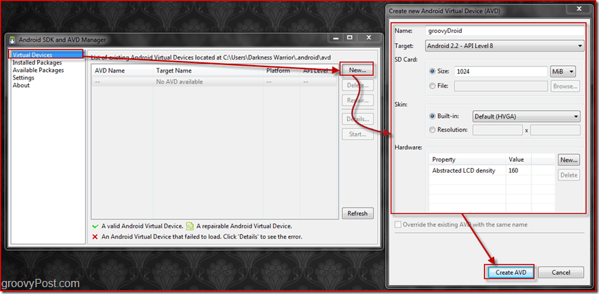 Configurando seu Droid Virtual