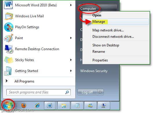 acesse o gerenciador de dispositivos no menu Iniciar do Windows 7