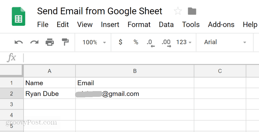 configurar e-mail nas folhas do Google