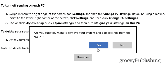 Remova os dados sincronizados do SkyDrive no Windows 8.1
