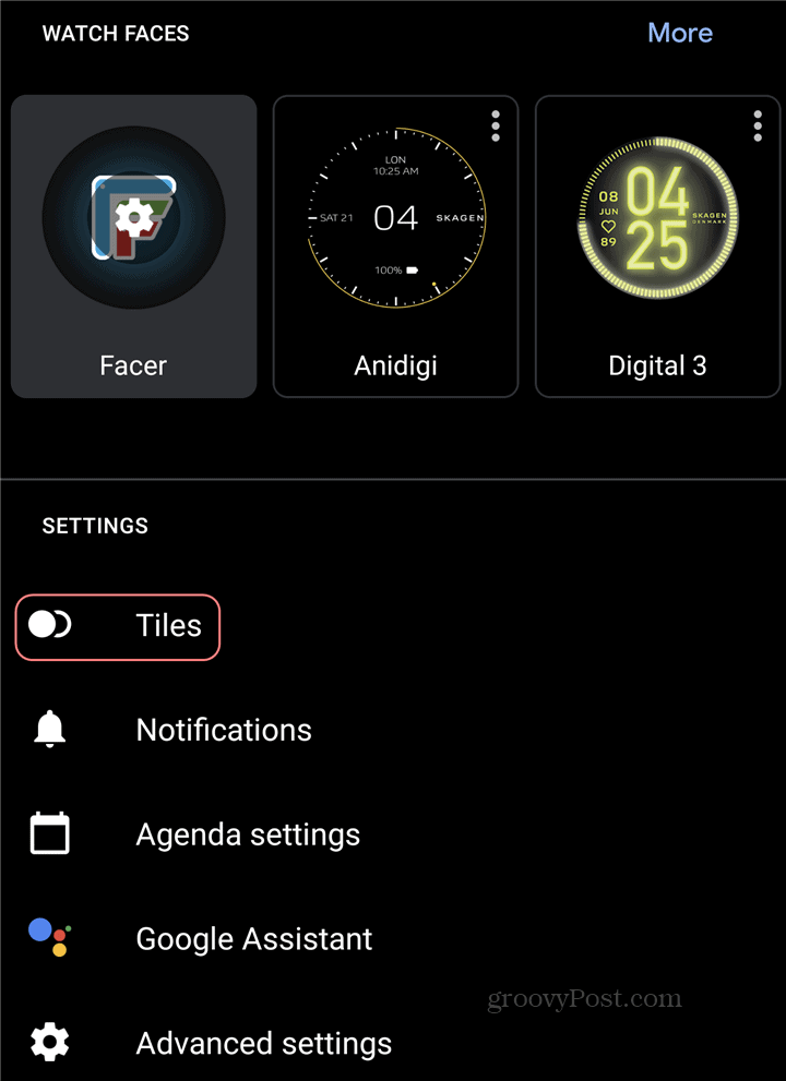 App Wear OS tiles