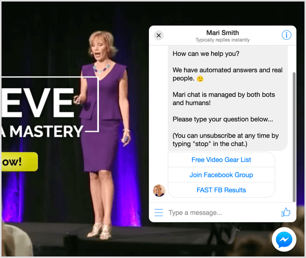 Plugin de chat do cliente do Messenger Mari Smith