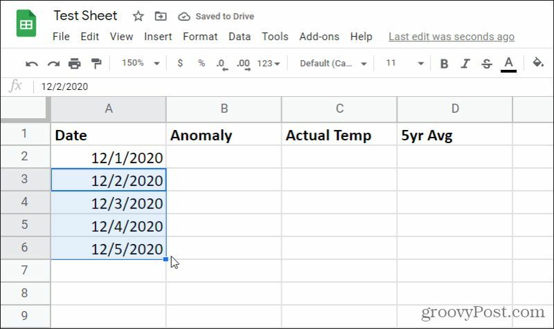 data de preenchimento automático