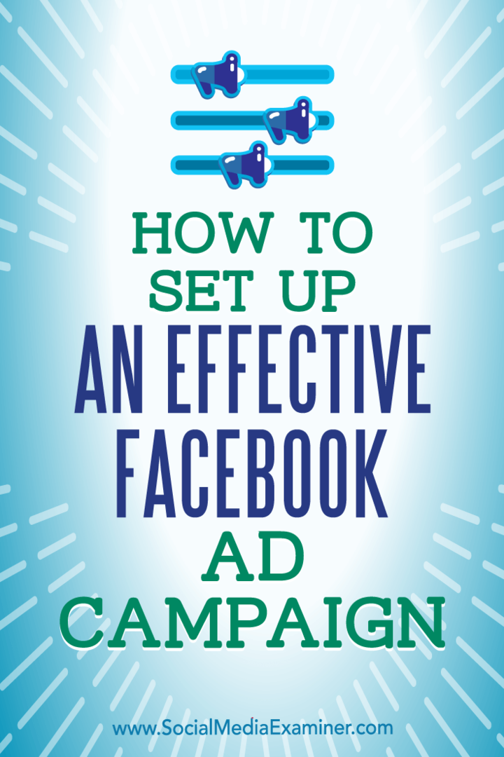 Como configurar uma campanha publicitária eficaz no Facebook por Charlie Lawrance no examinador de mídia social.