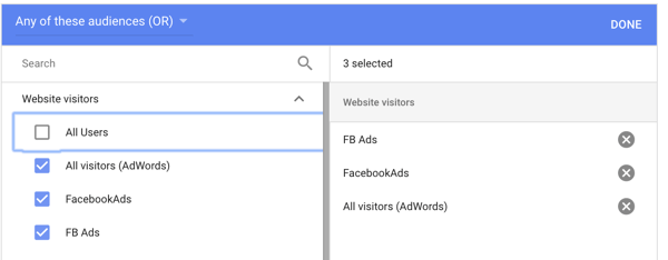 Como configurar uma campanha de anúncios do YouTube, etapa 29, definir a opção de público do visitante do site