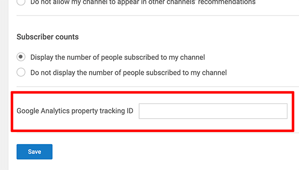 Google Analytics como conectar o ID de rastreamento de propriedade ao canal do YouTube, etapa 2