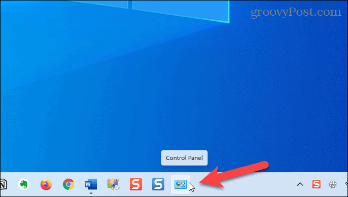 Painel de controle na barra de tarefas no Windows 11