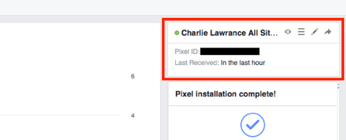 Encontre seu ID de pixel em seu Gerenciador de anúncios do Facebook.