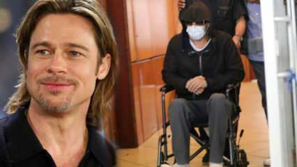 Fotos de Brad Pitt assustado em uma cadeira de rodas!