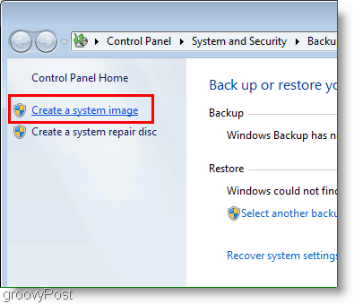 Windows 7: Crie um link de imagem do sistema