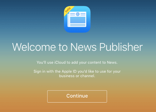 login do editor de notícias da apple