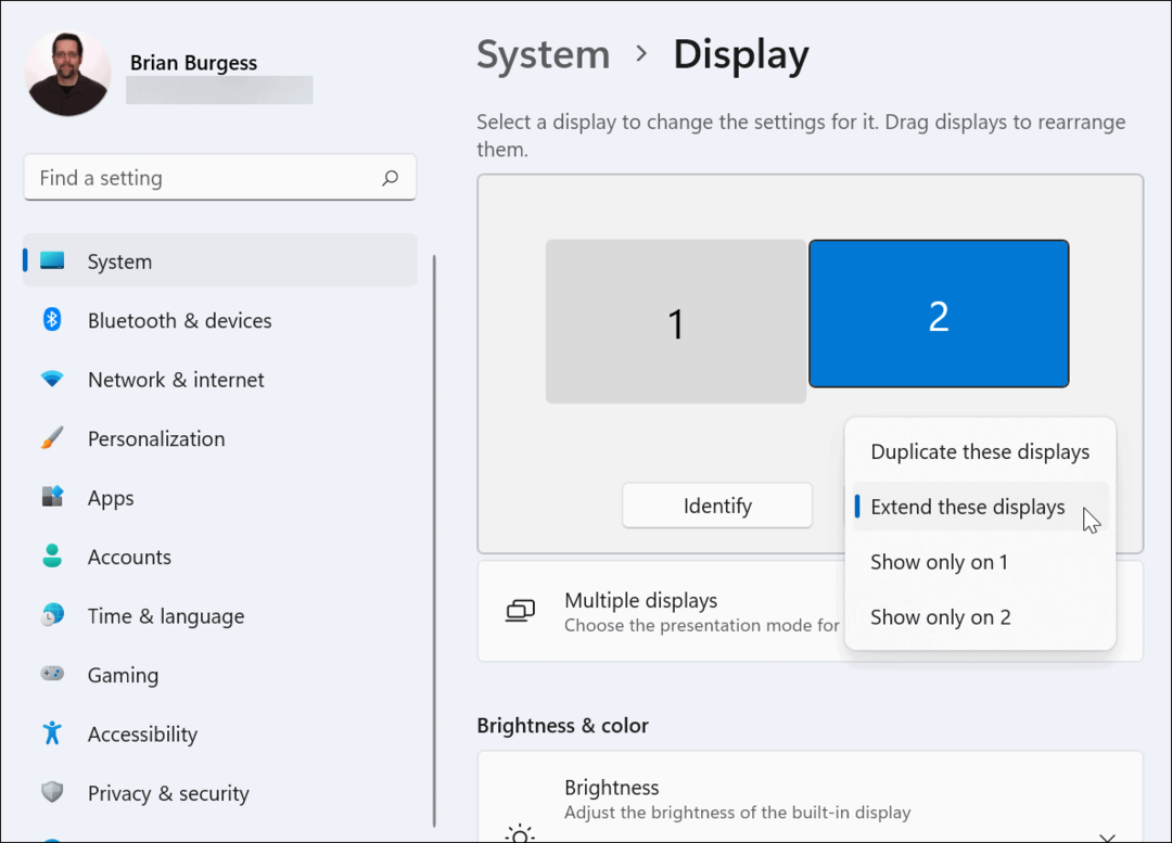 Estenda as configurações do monitor de exibição do Windows 11