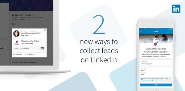 O LinkedIn lançou duas novas maneiras de coletar leads com os novos formulários de geração de leads para conteúdo patrocinado do LinkedIn.