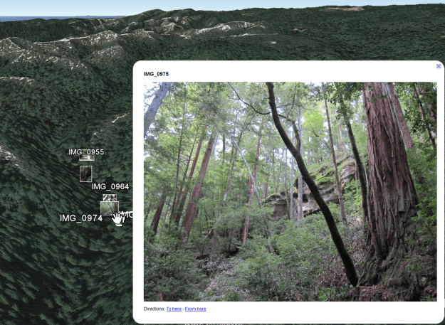 Visualização de imagens do geosetter no Google Earth
