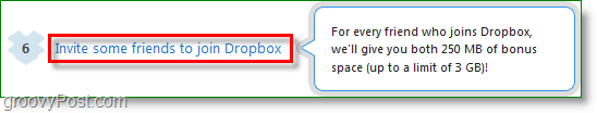 Captura de tela do Dropbox - aprenda espaço convidando amigos