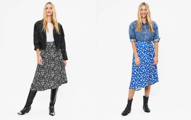 A preferência de Aybüke Pusat 2019 modelos de saia de padrão floral da temporada de outono