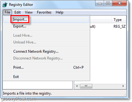 importação de registro no windows 7 e vista