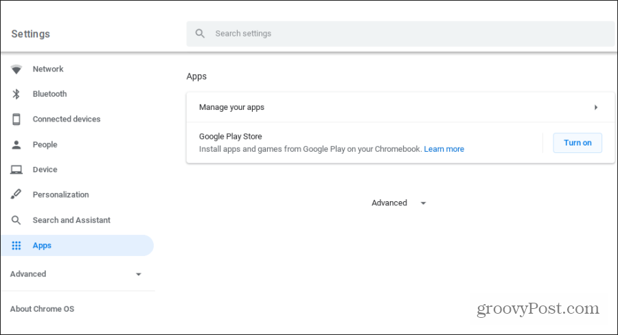 aplicativos do Google Play no Chromebook