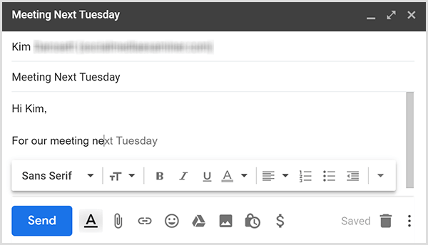 A redação inteligente do Gmail usa previsão de texto para ajudá-lo a escrever e-mails rapidamente.