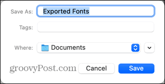 localização das fontes exportadas do mac