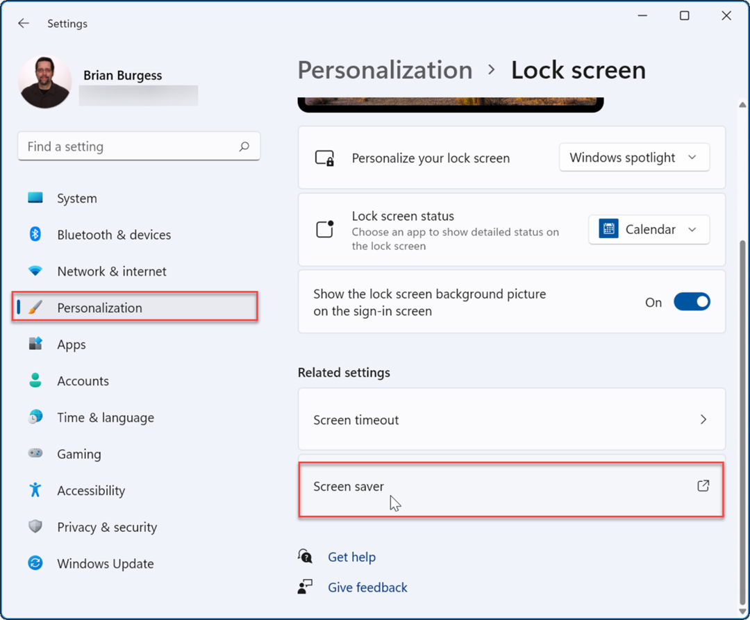 Definir fotos de tela de bloqueio de personalização como um protetor de tela no Windows