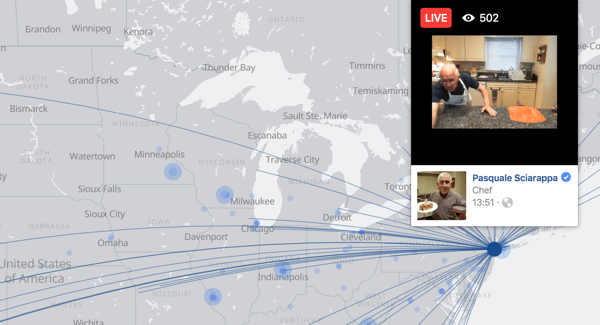 O mapa do Facebook Live torna mais fácil para os usuários encontrarem transmissões de vídeo ao vivo em todo o mundo.