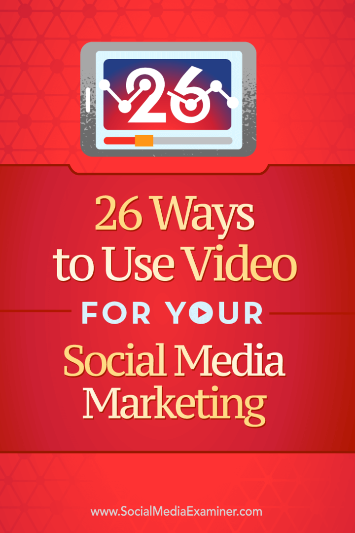 Dicas sobre 26 maneiras de usar o vídeo em seu marketing social.