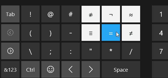 símbolos alternativos do teclado