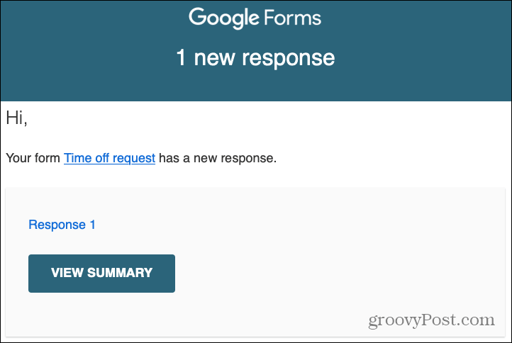 Alerta por e-mail de respostas do Formulários Google