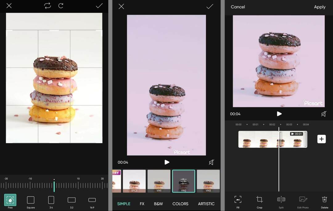 aplicativos de edição de vídeo-formato curto-conteúdo-móvel-app-picsart-templates-animação-fotos-crop-clips-autofill-background-edits-filters-19
