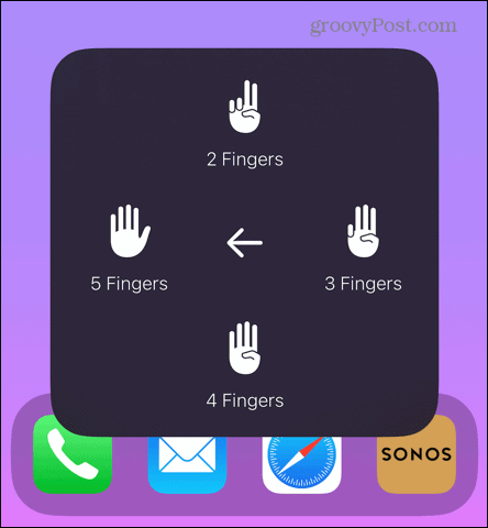 toque assistido selecione o número de dedos