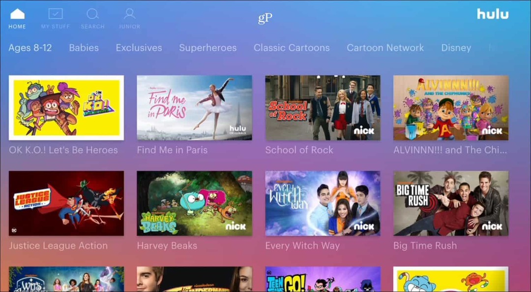 Apple TV com perfil infantil Hulu
