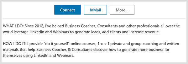 O perfil de John Nemo no LinkedIn mostra o que ele faz e como o faz.