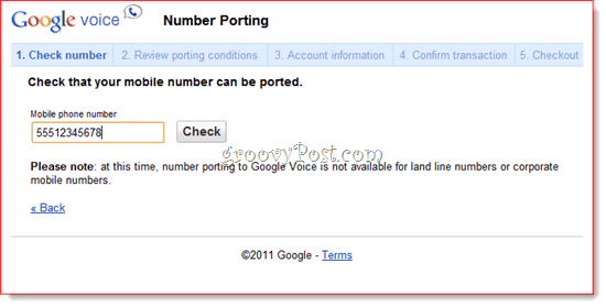 Número de telefone da porta do Google Voice